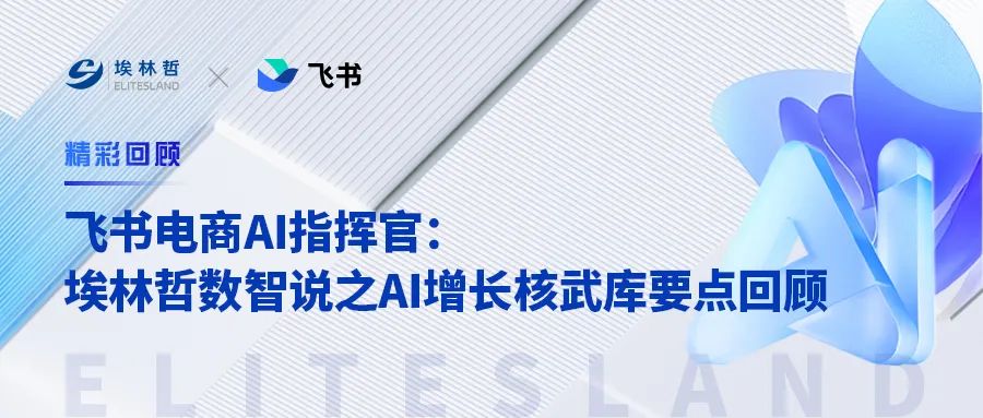 「精彩回顾」埃林哲用 AI + 飞书为消费品电商打造 “增长核武库”